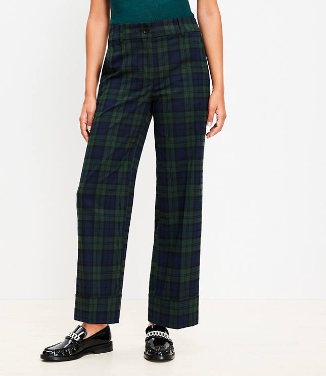 Petite Straight Cropped Cuff Pant in Wool Blend