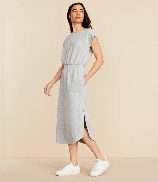 Lou & Grey Heathered Scubasoft Midi Pocket Dress