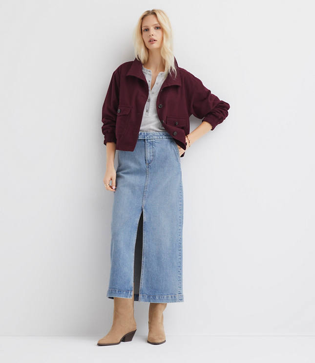 Refined Denim Midi Skirt Classic Mid Indigo