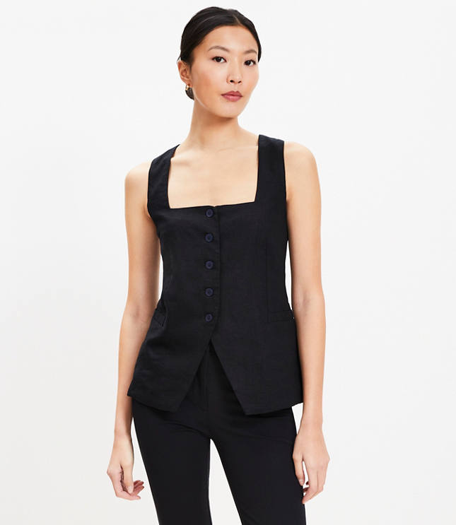 Linen Blend Square Neck Vest Top