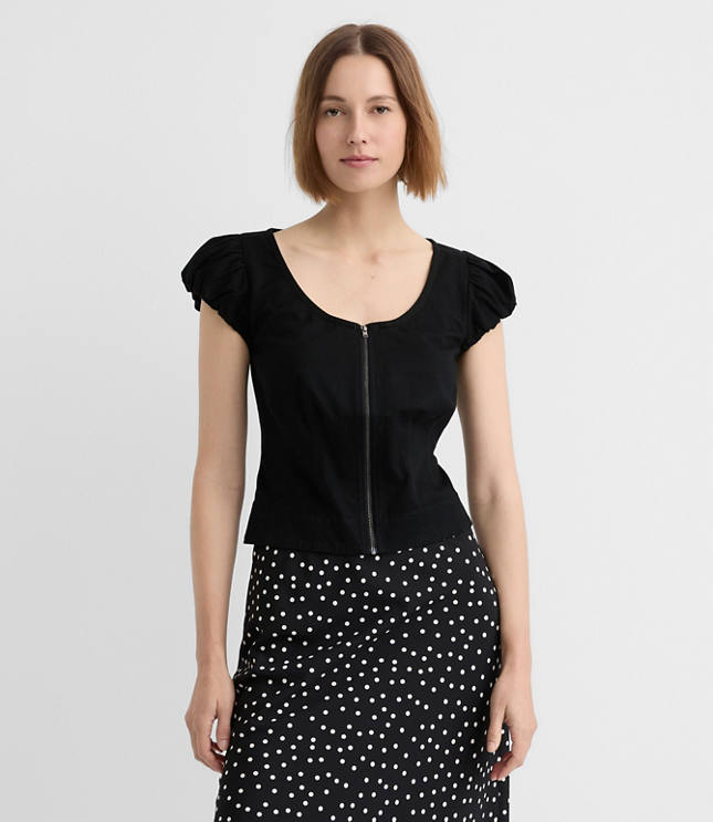 Zip Bubble Sleeve Top