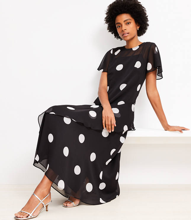 Dotted Flounce Maxi Dress