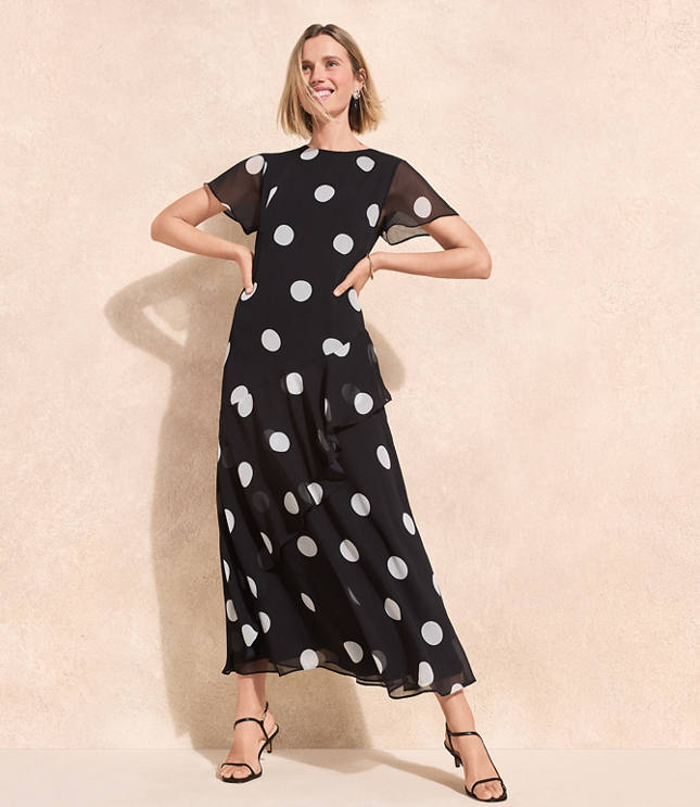 Dotted Flounce Maxi Dress