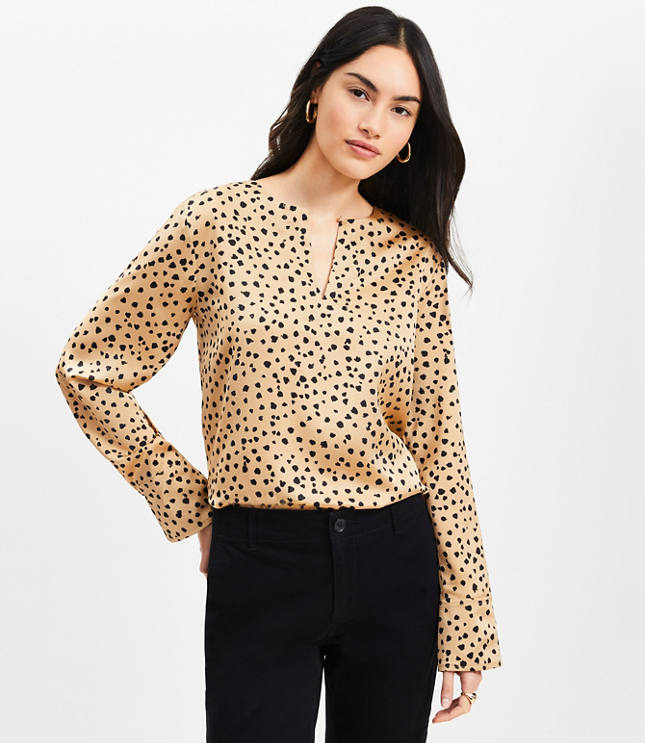 Cheetah Print Keyhole Blouse