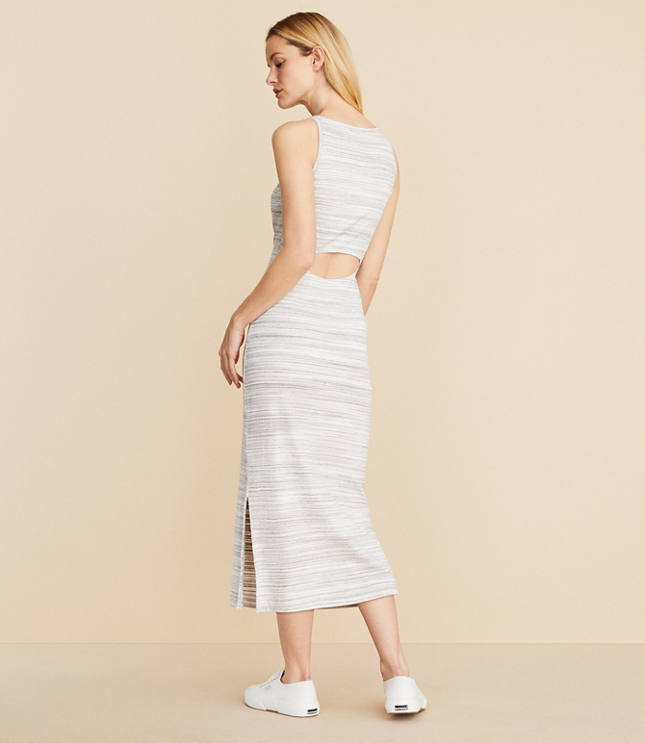 Lou & Grey Spacedye Ribbed Open Back Midi Dress