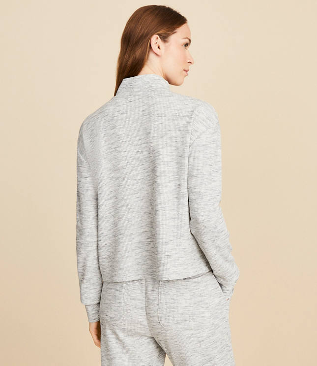 Lou & Grey Heathered Brushed Wafflestitch Mock Neck Top