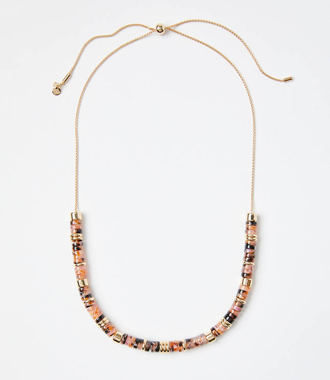 Tortoiseshell Print Spliced Pull Tie Necklace