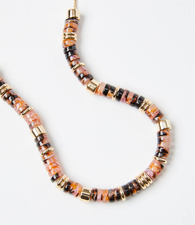 Tortoiseshell Print Spliced Pull Tie Necklace