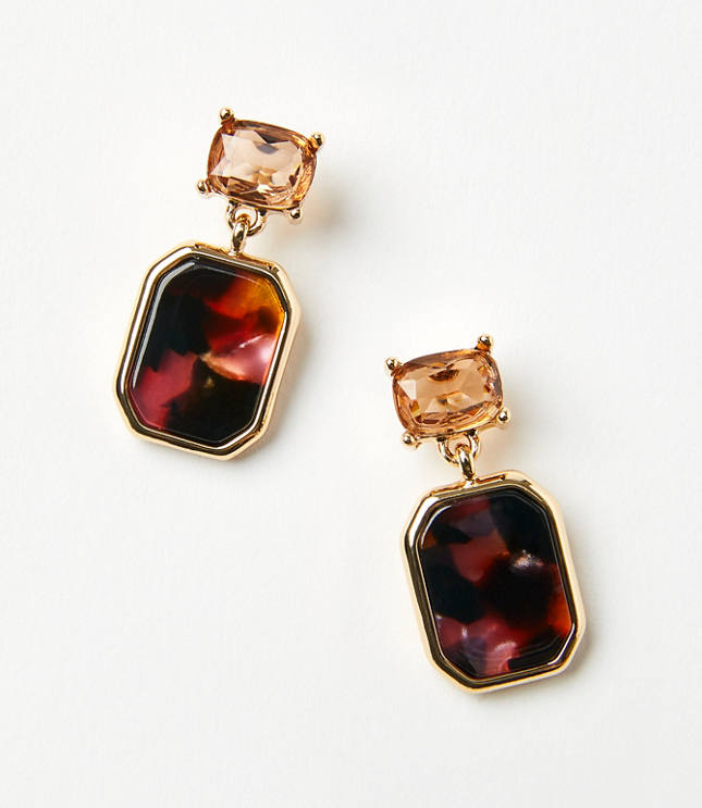 Tortoiseshell Print Crystal Drop Earrings