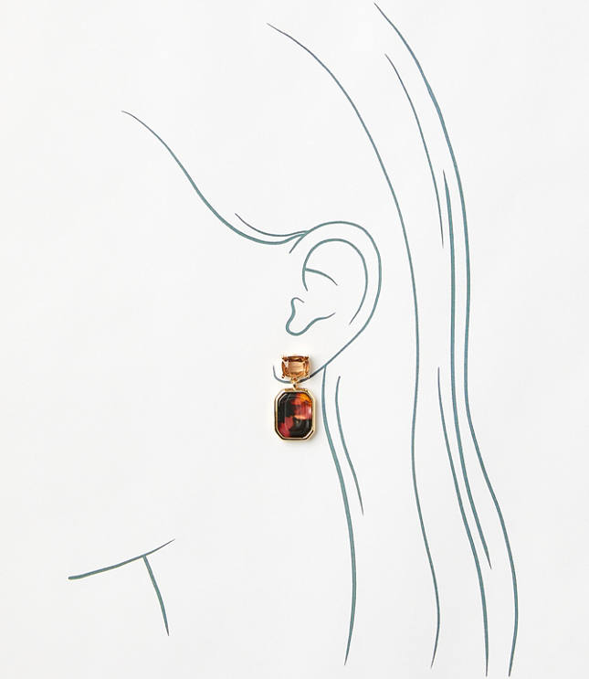 Tortoiseshell Print Crystal Drop Earrings