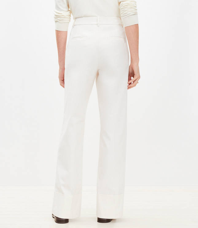 Faux Leather Belted Stovepipe Pants Twill