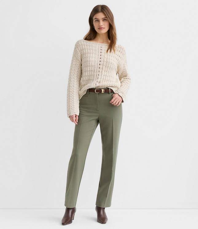 Petite Parker Straight Pants in Twill