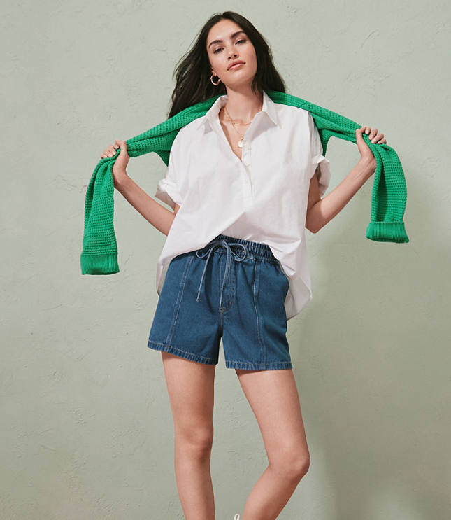 Poplin Henley Dolman Everyday Tunic Shirt