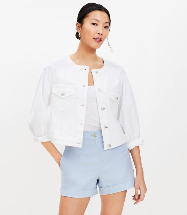 Cuffed Shorts in Cotton Linen