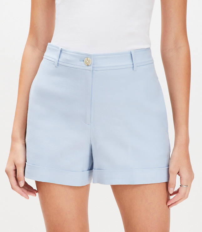 Cuffed Shorts in Cotton Linen