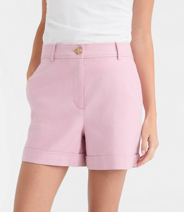Cuffed Shorts in Cotton Linen