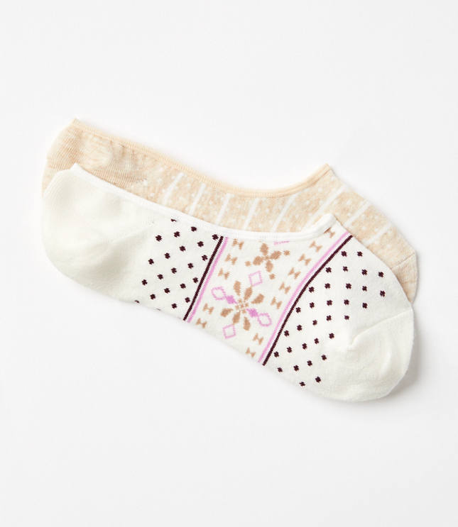 Fair Isle & Stripe No Show Sock Set