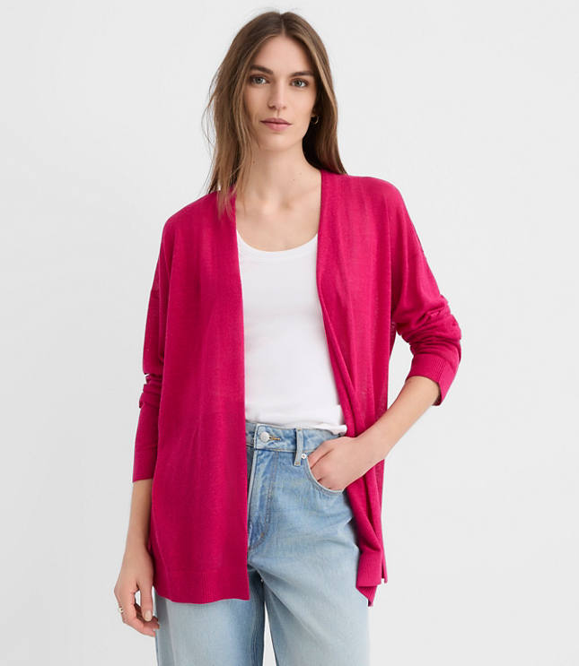 Sheer Open Cardigan - Hibiscus Bloom