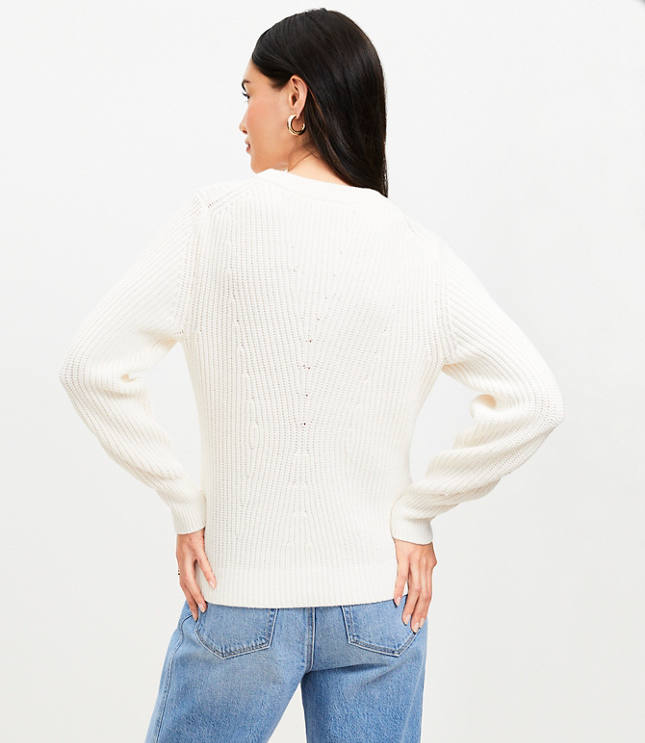 Petite Ribbed Blouson Sleeve Sweater