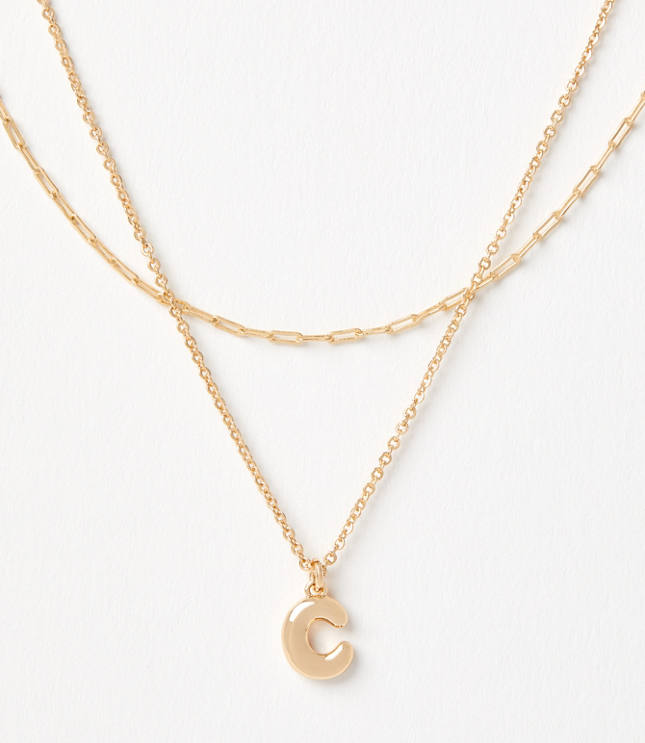 Bubble Letter Initial Necklace Set