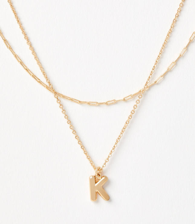 Bubble Letter Initial Necklace Set