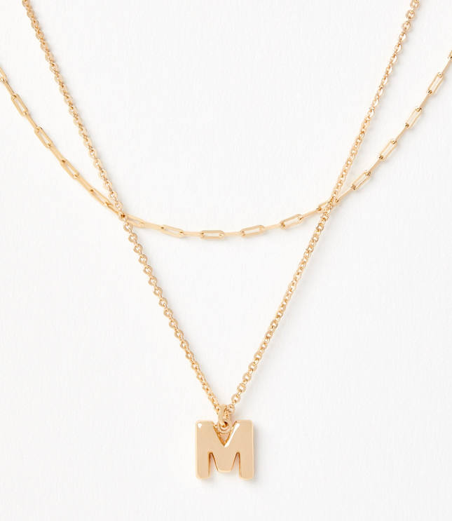 Bubble Letter Initial Necklace Set