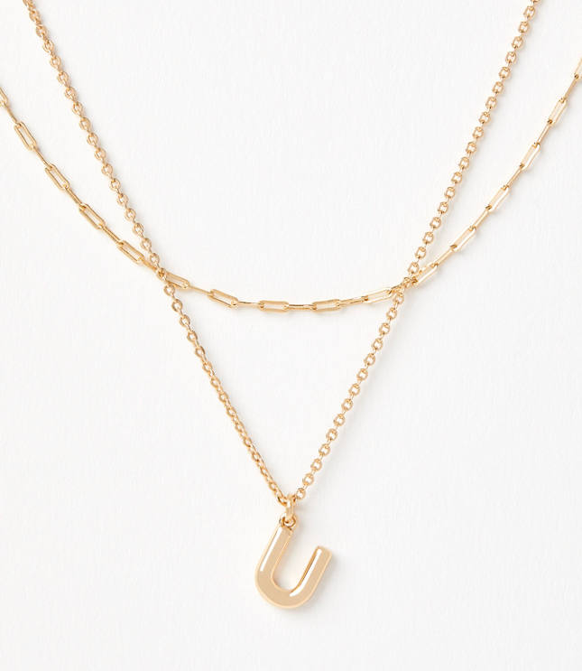 Bubble Letter Initial Necklace Set