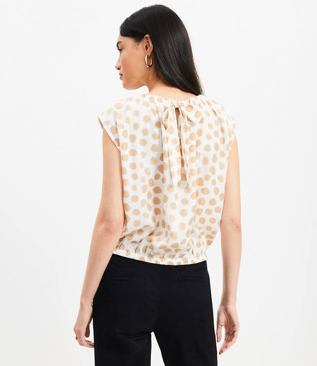 Dotted Tie Back Bubble Hem Top