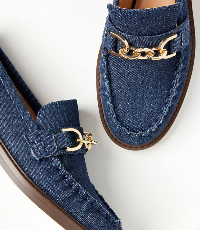 Denim Chain Loafers