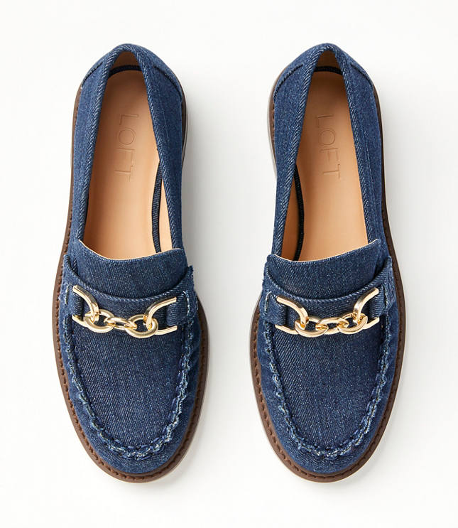 Denim Chain Loafers