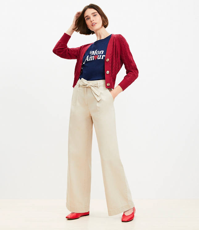Petite Belted Wide Leg Pants carousel Product Image 1