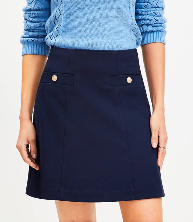 Petite Seamed Button Mini Pocket Skirt