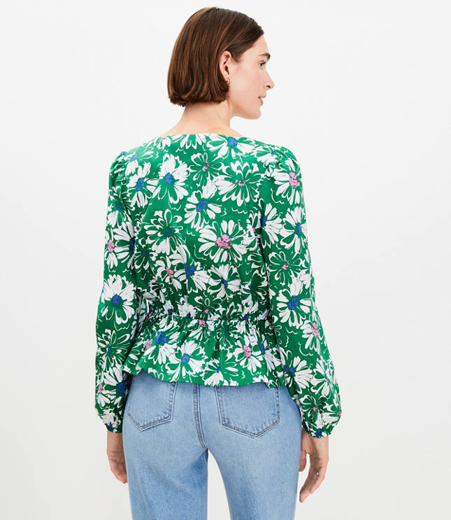 Floral Tie Peplum Blouse