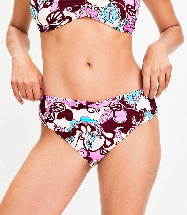 LOFT Beach Floral Shirred High Waist Bikini Bottom