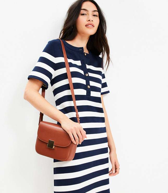 Petite Striped Ponte Mini Dress