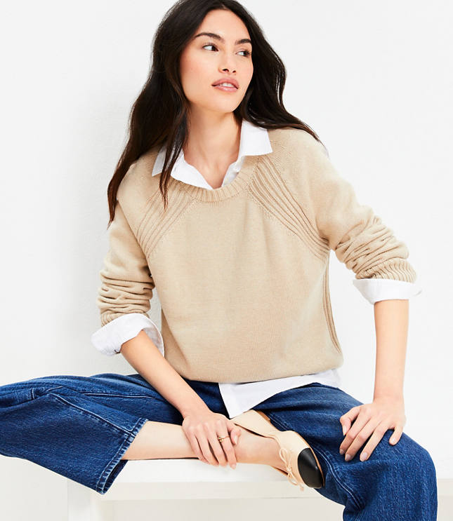 Petite Heathered Modern Ribtrim Sweater