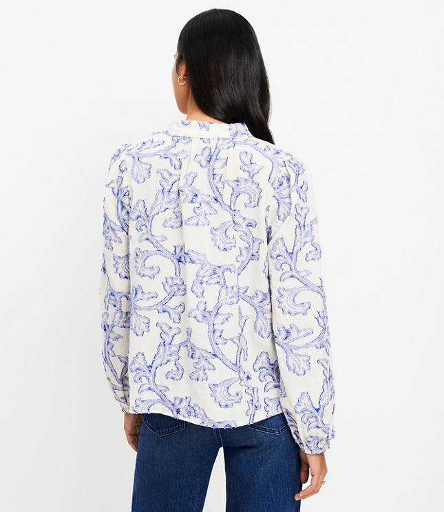 Petite Vine Jacquard V-Neck Blouse