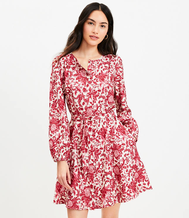 Petite Night Bloom Belted Mini Pocket Dress