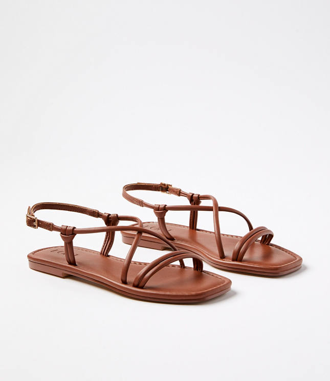 Skinny Strappy Sandals - Cognac