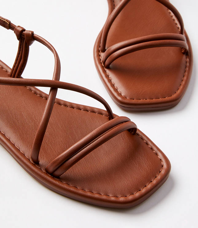 Skinny Strappy Sandals - Cognac