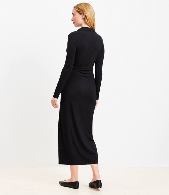 Petite Knotted Button Wrap Midi Dress