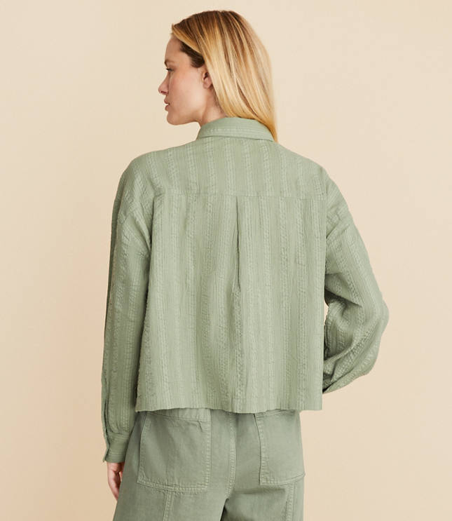Lou & Grey Crinkle Henley Pocket Shirt