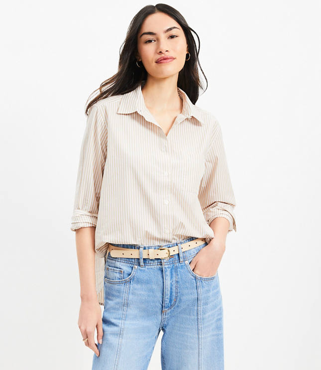 Striped Poplin Everyday Relaxed Pocket Shirt