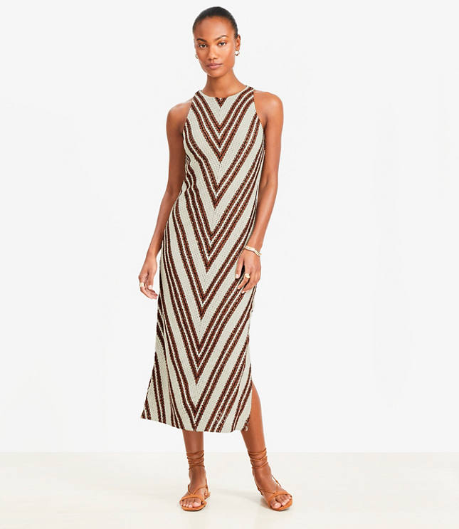 Chevron Crochet Midi Dress