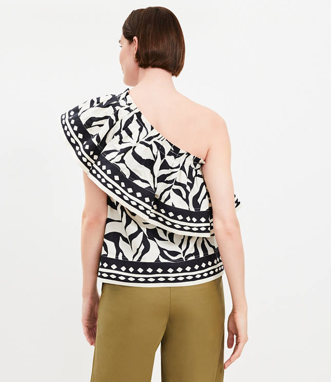 Fern Poplin Ruffle One Shoulder Top