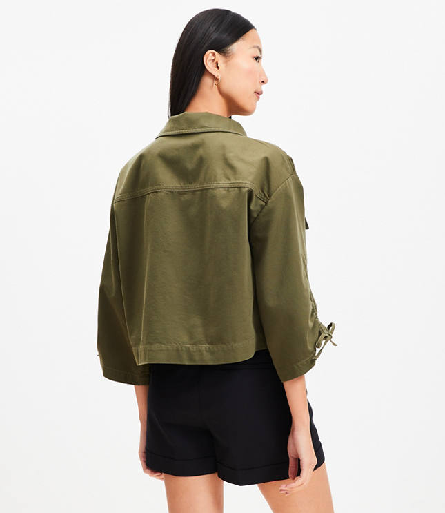 Tie Sleeve Twill Utility Jacket