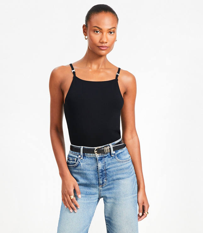 Ribbed Square Neck Sweater Tank Top