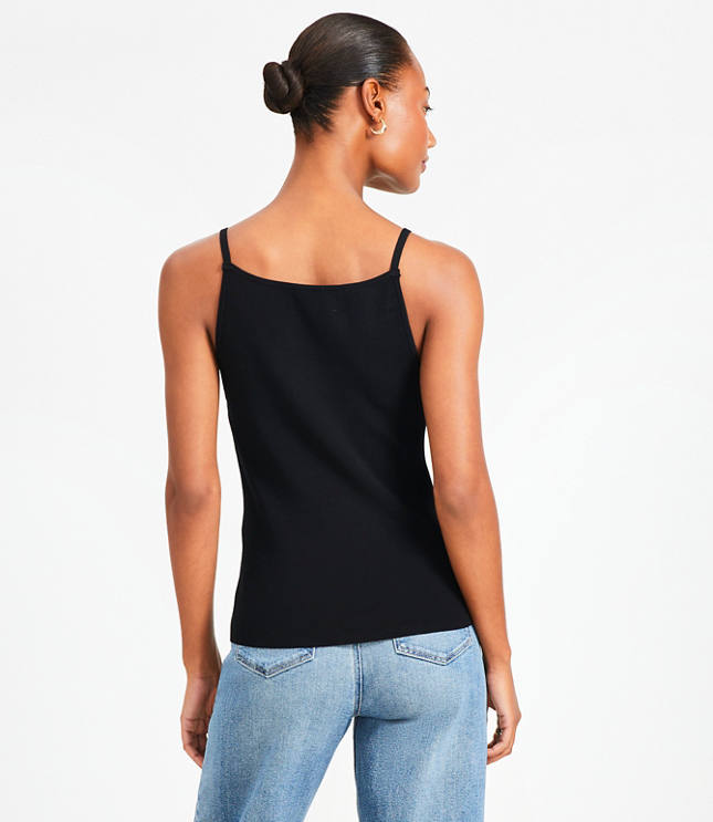 Ribbed Square Neck Sweater Tank Top