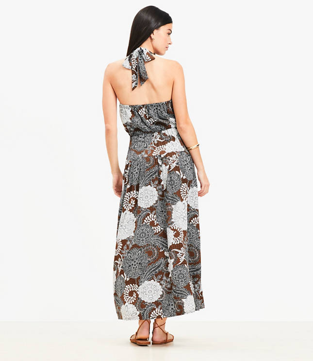 Floral Halter Maxi Pocket Dress