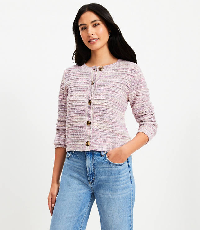 Petite Marled Textured Sweater Jacket